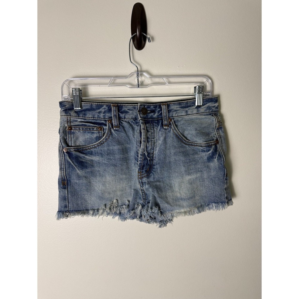 Free People Button Fly‎ Cutoff Distressed Jean Shorts Womens 25 Blue Casual